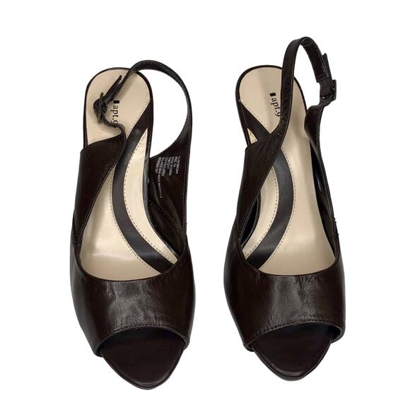 Apt. 9 Brown Leather Slingback Heels Size 7 - Picture 2 of 8
